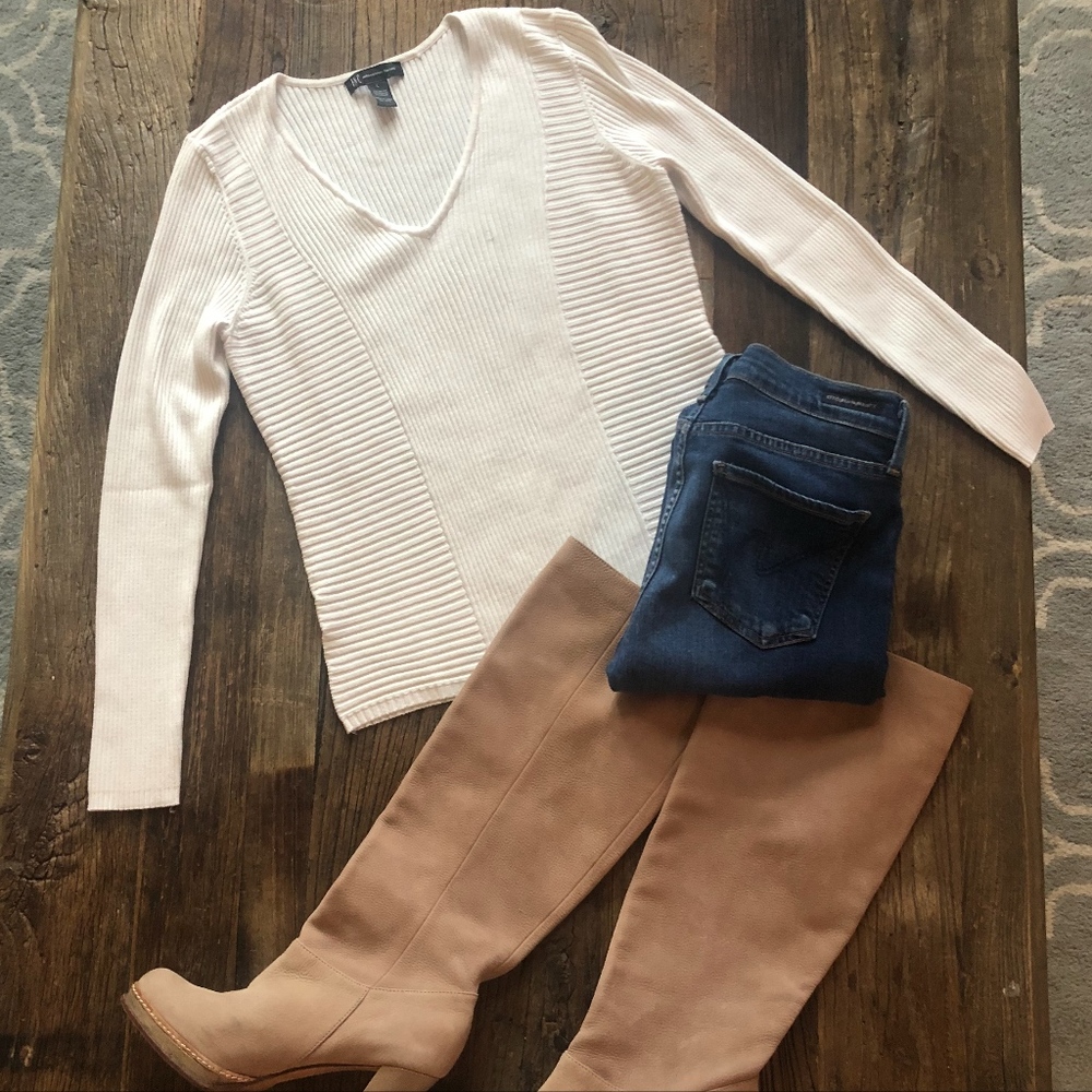 INC Ribbed V-Neck Sweater